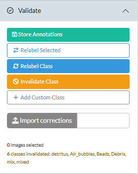 Validate panel in the sidebar